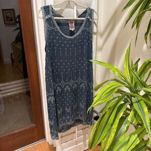 Johnny Was Blue and Gray Midi Dress